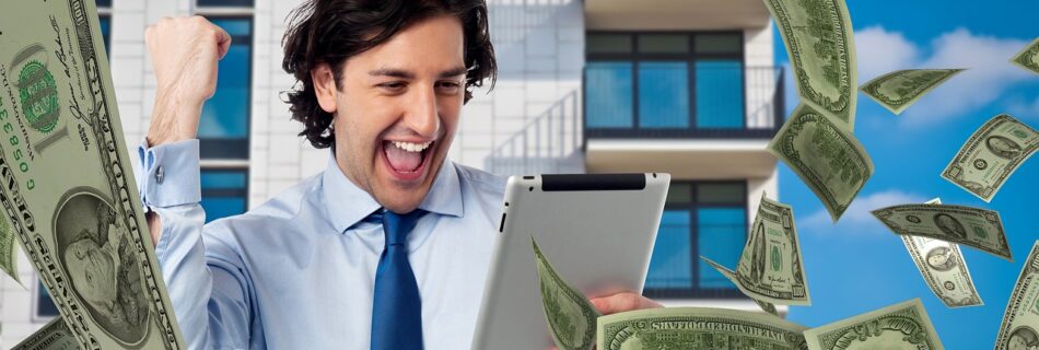man, money, tablet